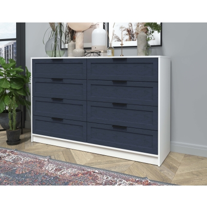 Kомод Тренд КТ-К157 (Белый платинум ЛДСП/ Дуб королевский ЛМДФ) Ш1565 В1020 Г451